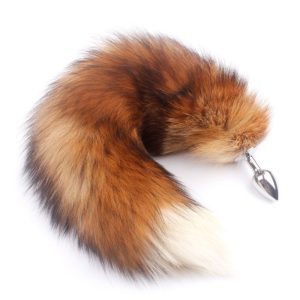 Fluffy Fox Tails Anal Plug Metal Manual Butt Trainer Cosplay Flirt Woman Sex Toys