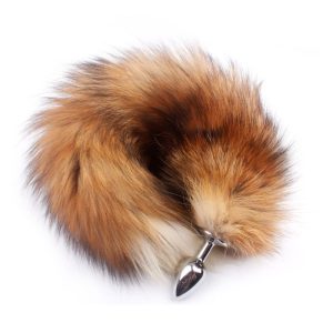 Fluffy Fox Tails Anal Plug Metal Manual Butt Trainer Cosplay Flirt Woman Sex Toys - 2