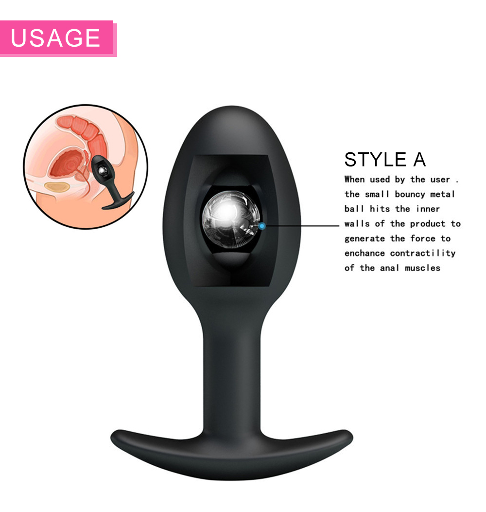 Silicone Steel Ball Anal Plug Set Unisex Adult Pleasure Products Intimate Toys - 3