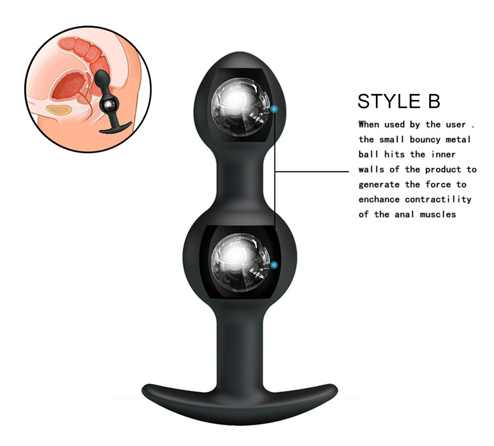Silicone Steel Ball Anal Plug Set Unisex Adult Pleasure Products Intimate Toys - 4