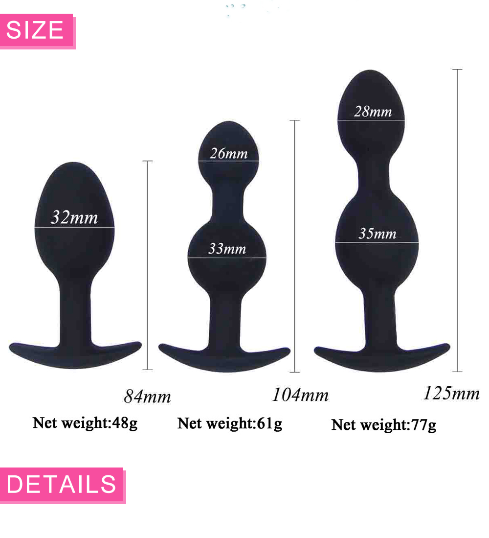 Silicone Steel Ball Anal Plug Set Unisex Adult Pleasure Products Intimate Toys - 6