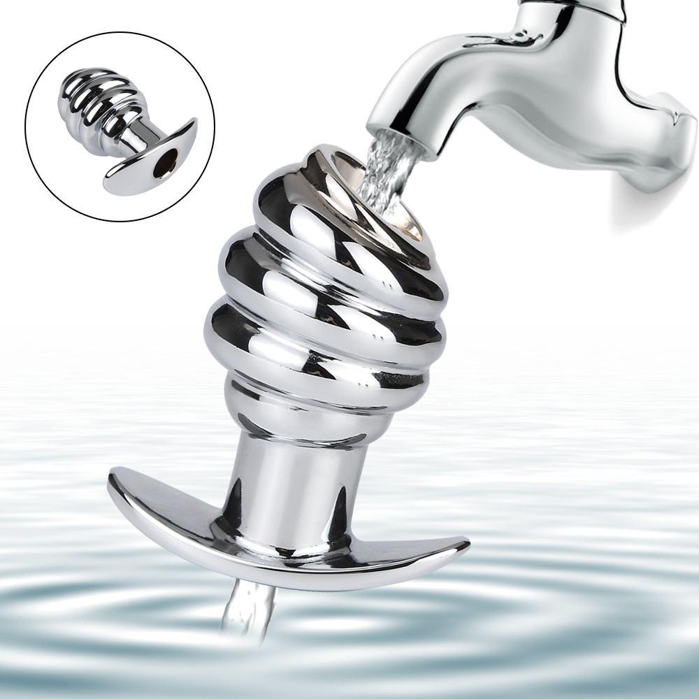 Unisex Metal Hollow Tunnel Anal Plug Prostate Massager Enema Douche Gay Sex Toy Vaginal Butt Plug - 2