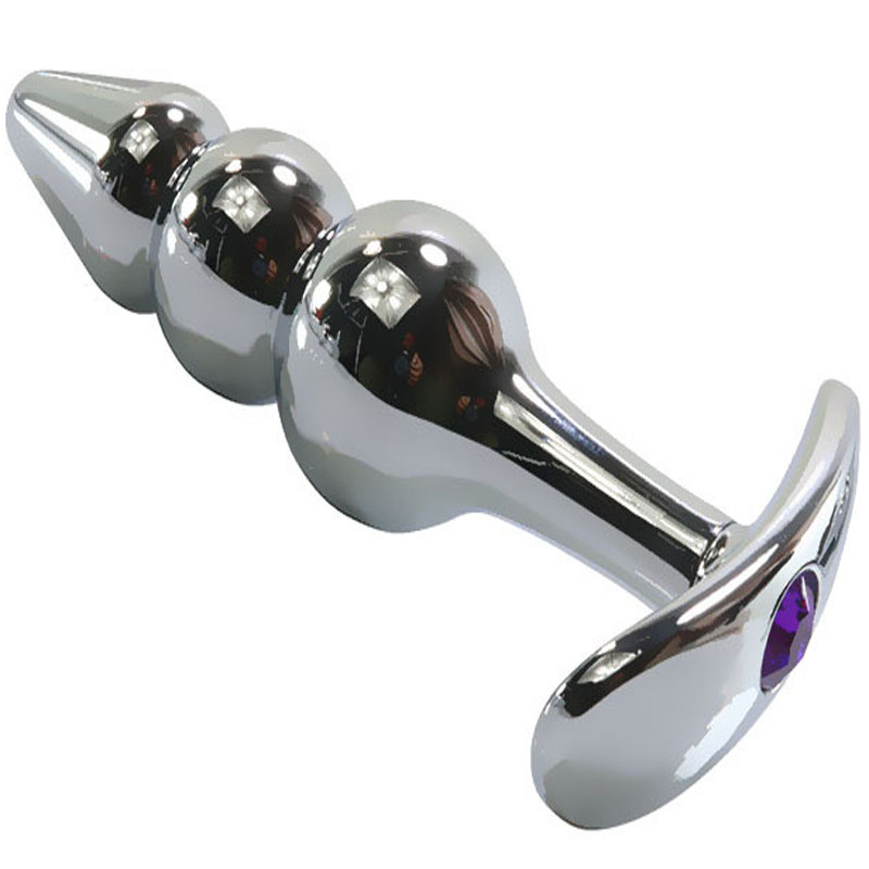 Anal Plug Set Metal Dildo Double Bead Prostate Massager Unisex Erotic Toy Large Bullet Masturbator Artificial Penis Wand - 2
