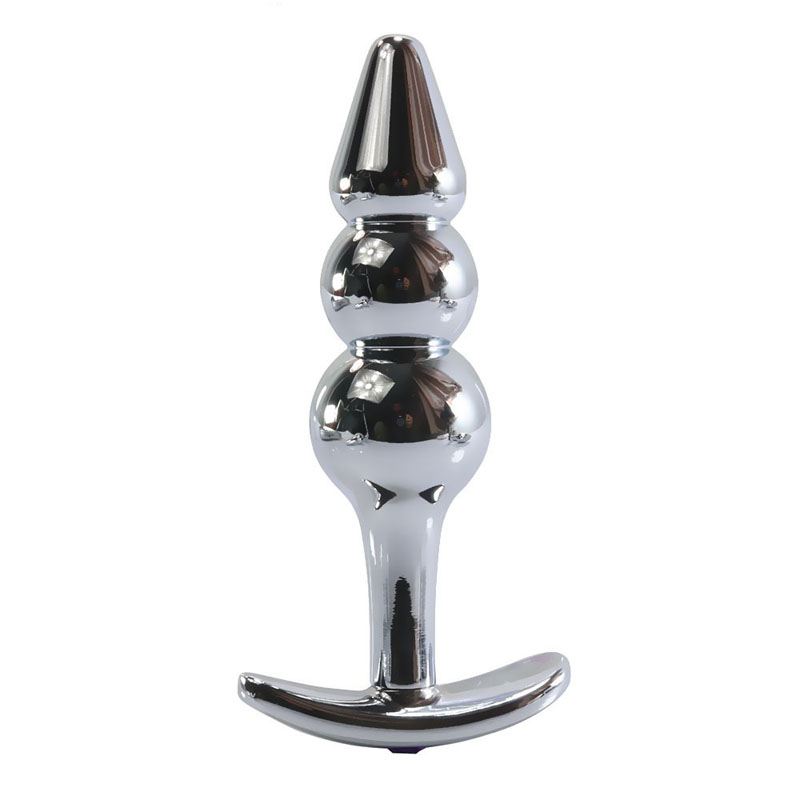 Anal Plug Set Metal Dildo Double Bead Prostate Massager Unisex Erotic Toy Large Bullet Masturbator Artificial Penis Wand - 5