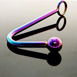 Rainbow Steel Anal Hook Plug With Cock Ring Beads Hole Butt Anus Fart Putty Slave Prostate Massager