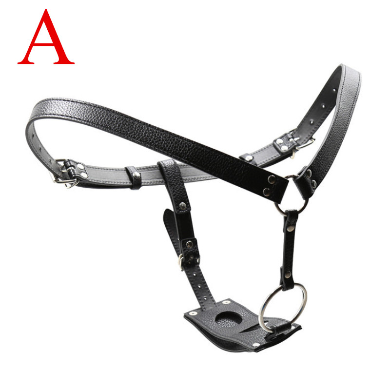 Black Pu Lesbian Bondage Pants With Removable Dildo Strapon Harness Belt Womens Chastity Belt Sex Toy C3264 - 2