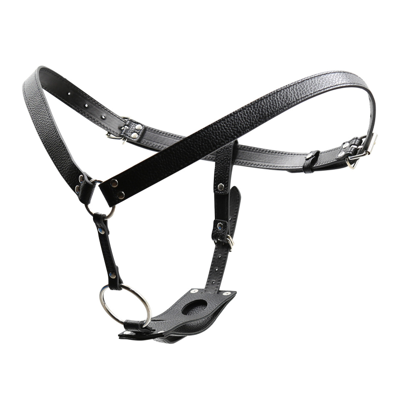Black Pu Lesbian Bondage Pants With Removable Dildo Strapon Harness Belt Womens Chastity Belt Sex Toy C3264 - 6