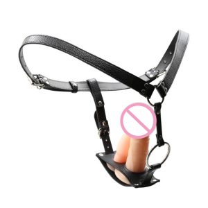 Black Pu Bondage Pants Removable Dildo Strap On Harness Belt Chastity Belts Sex Toys For Woman Lesbian C3-2-64