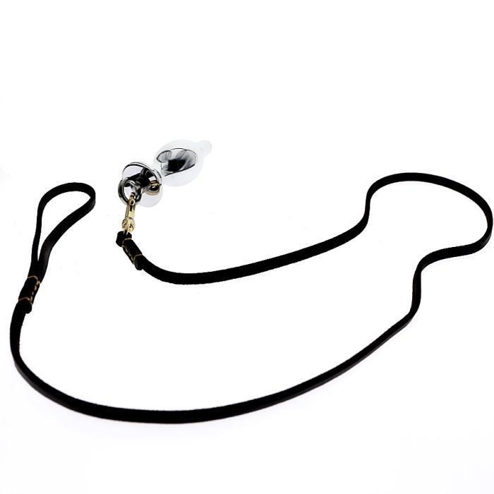 Stainless Steel Locking Anal Plug Large Expanding Butt Plug Trainer With Leash - 1