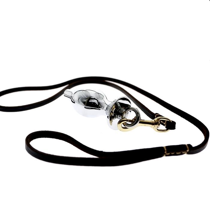 Stainless Steel Locking Anal Plug Large Expanding Butt Plug Trainer With Leash - 2