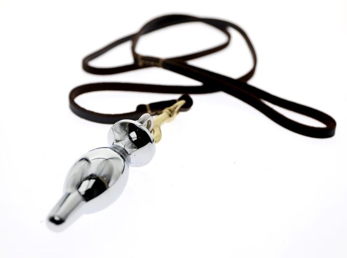 Stainless Steel Locking Anal Plug Large Expanding Butt Plug Trainer With Leash - 3