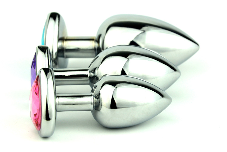 Stainless Steel Anal Plug Set With Crystal Detail Prostate Massager Dildo Erotic Sex Toys - 9
