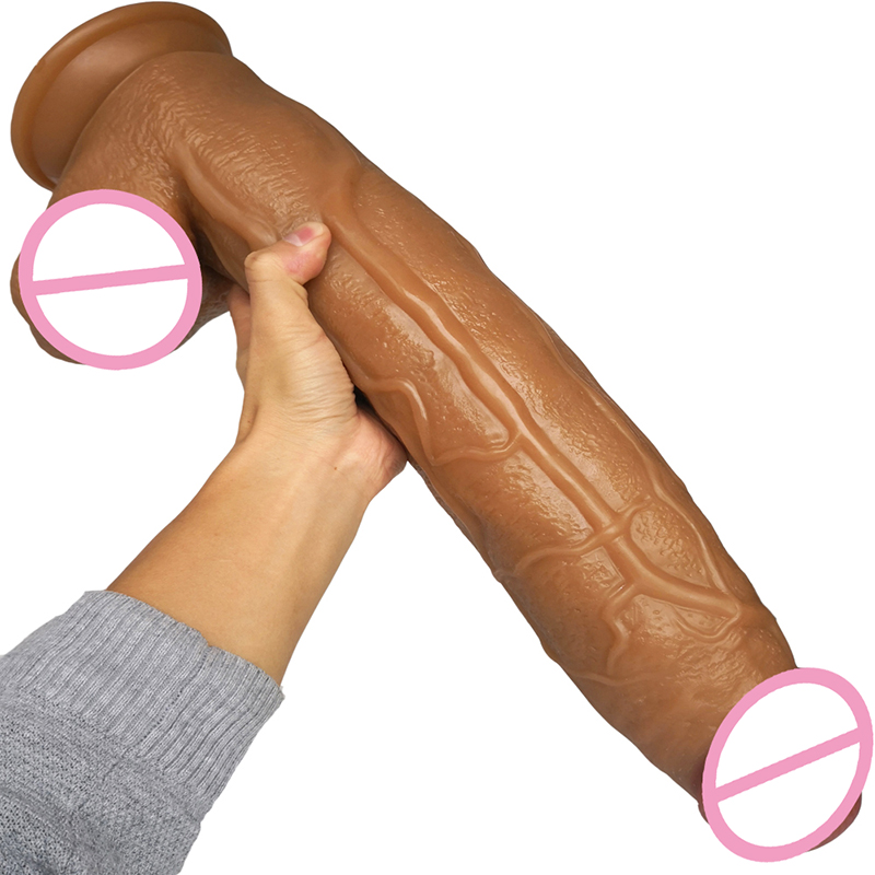 Extra Large 435x9cm Realistic Brown Dildo Gspot Stimulation Womens Erotic Masturbation Toy Anal Plug Expander - 8