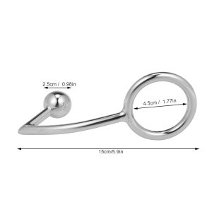 Stainless Steel Anal Plug With Ball & Cock Ring Butt Hook 45mm Prostate Massager Fetish Adult Sex Toys For Couples Gays - 2