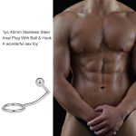 Stainless Steel Anal Plug With Ball & Cock Ring Butt Hook 45mm Prostate Massager Fetish Adult Sex Toys For Couples Gays - 5