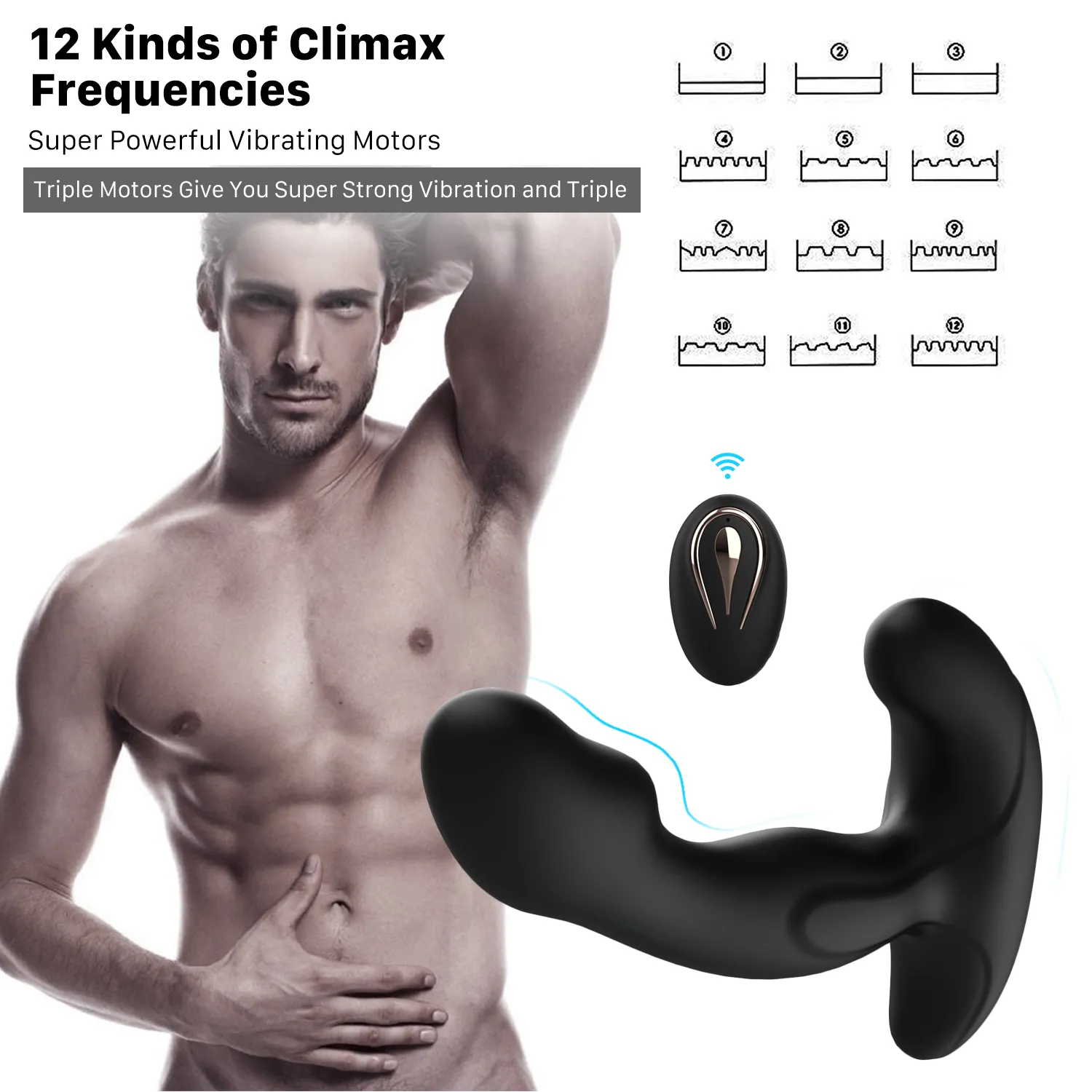Wireless Silicone Vibrator Rotating Prostate Massager Male Pleasure Toys Remote Control Dildo Adult Sex Products - 3
