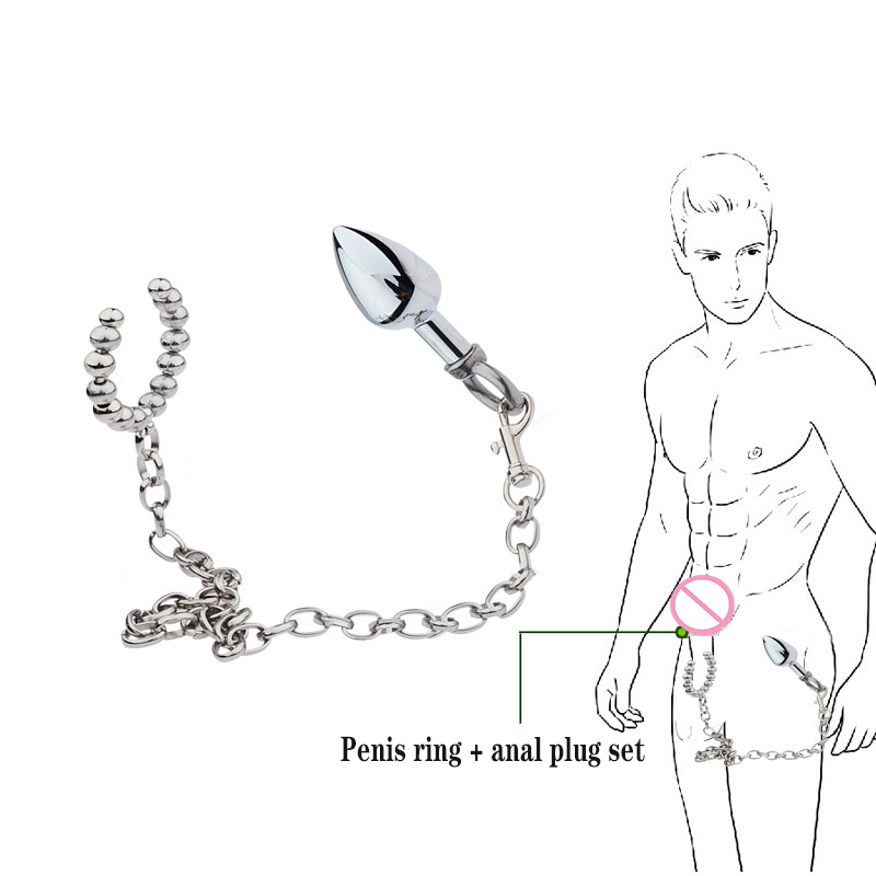 Stainless Steel Anal Plug And Cock Ring Set Intense Stimulation Adult Toys For Men Women - 6