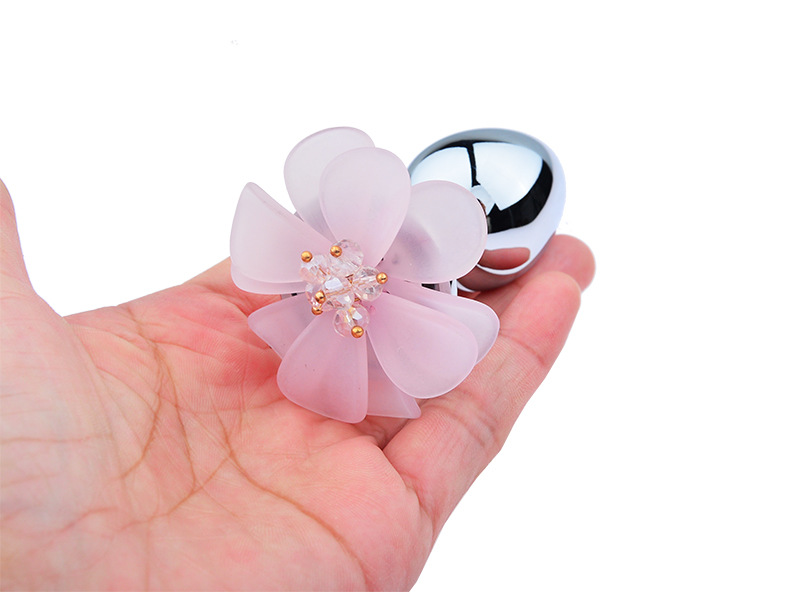 Stainless Steel Anal Plug With Crystal Jewel Flower Design Smooth Training Toy For Men Women In Sml Sizes - 4