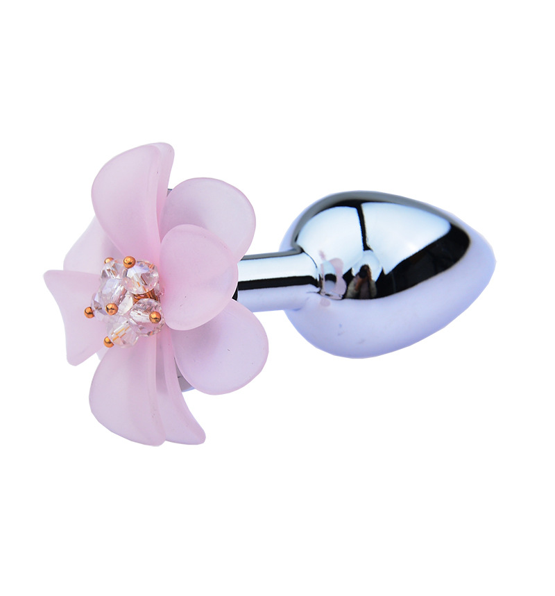 Stainless Steel Anal Plug With Crystal Jewel Flower Design Smooth Training Toy For Men Women In Sml Sizes - 7