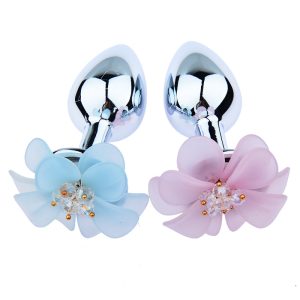 Stainless Smooth Steel Butt Plug With Flower Metal Anal Sex Toys Tail Crystal Jewelry Trainer For Women Man S M L Size