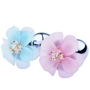 Stainless Smooth Steel Butt Plug With Flower Metal Anal Sex Toys Tail Crystal Jewelry Trainer For Women Man S M L Size - 2