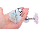 Stainless Smooth Steel Butt Plug With Flower Metal Anal Sex Toys Tail Crystal Jewelry Trainer For Women Man S M L Size - 4