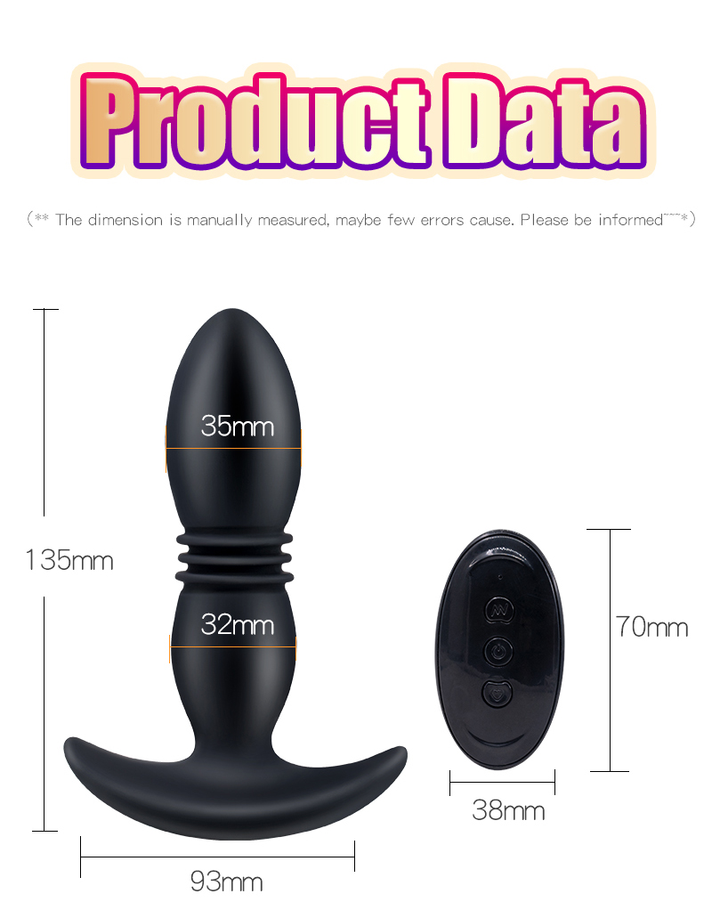 Remote Control 10m Retractable Telescopic Dildo 12speed Vibrator Prostate Massager Sex Toy Automatic Stretch Butt Plug - 12