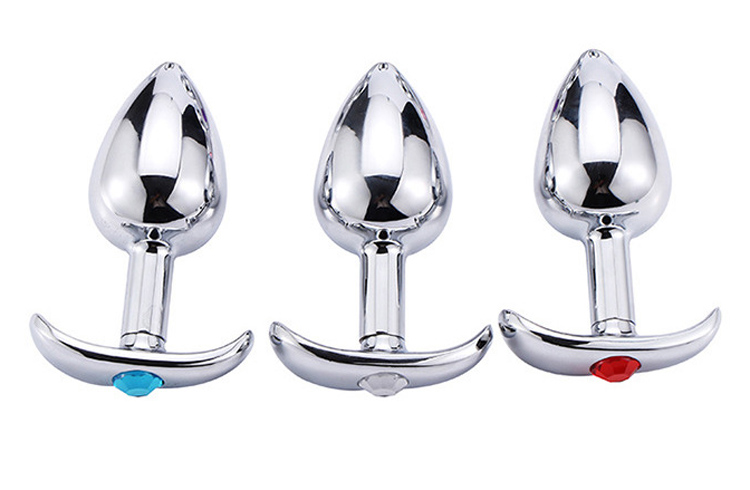 Stainless Steel Jewelled Butt Plug 3 Sizes Anal Stimulator Sex Toy For Men Women Couples - 4