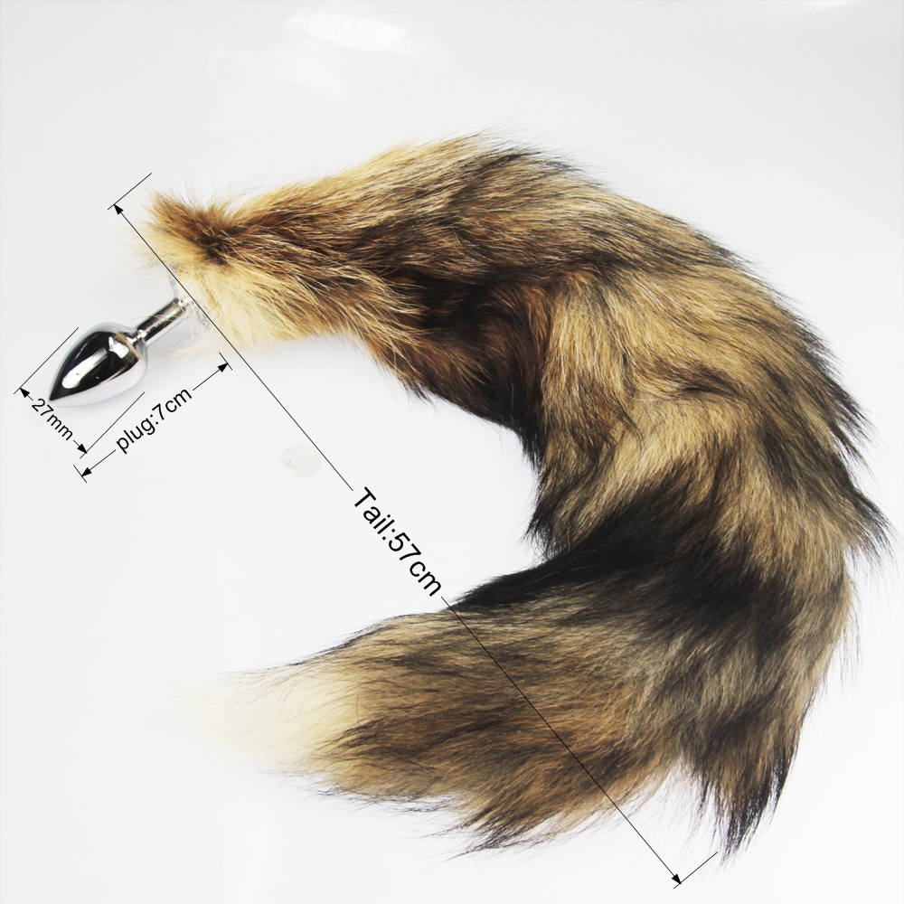 57cm Wild Fox Tail Steel Anal Plug Gspot Stimulation Erotic Toy For Women Dog Lover Roleplay Accessory Adult Game Product - 6