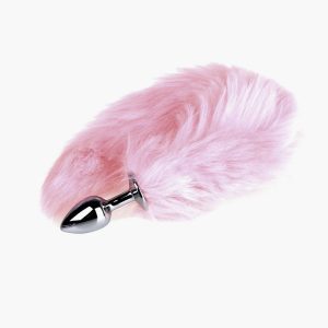 35cm Adult Love Product Pink Fox Tail Butt Metal Plug Anal Sex Toy - 2