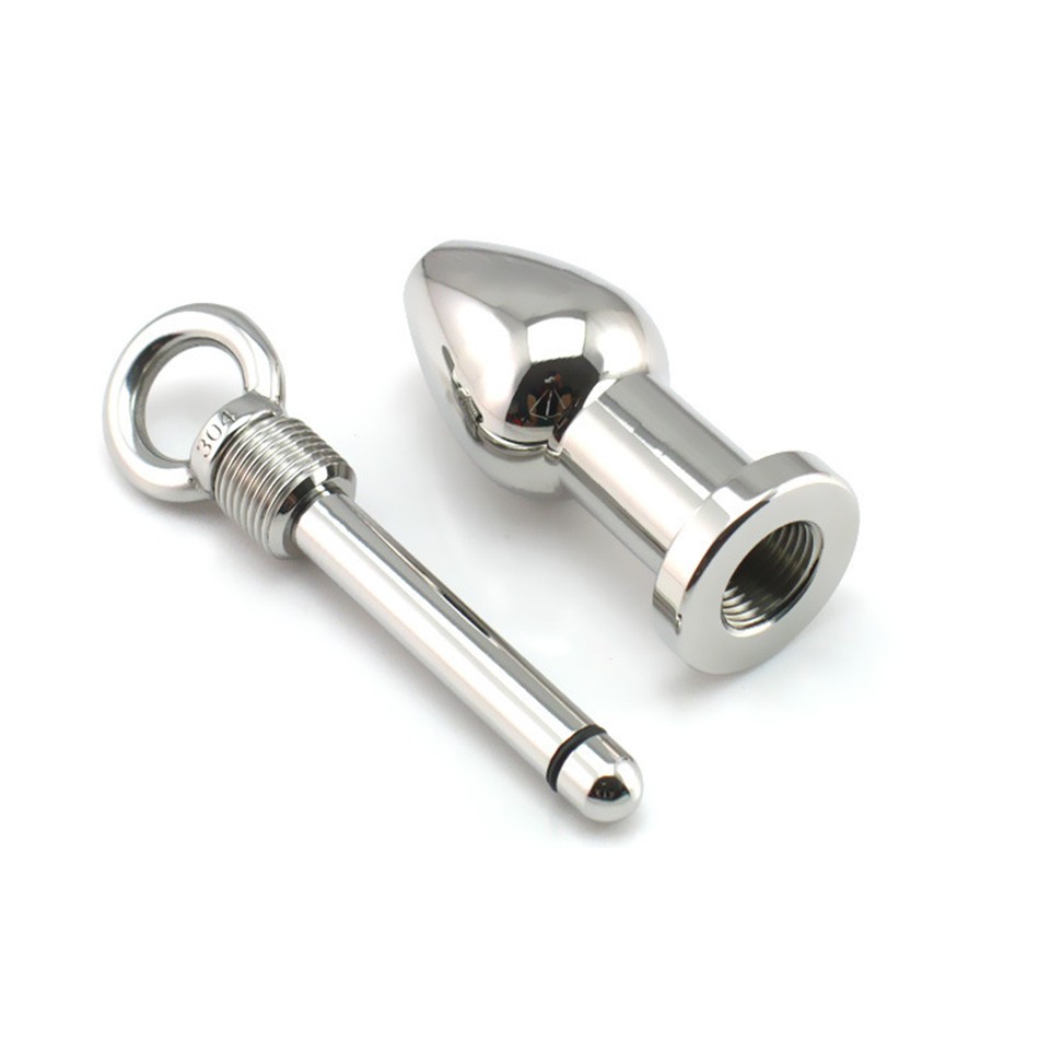 Stainless Steel Enema Shower Nozzle Plug Anal Cleaning Hygiene Device Silver Ring Tail Design Adult Sex Toy - 2