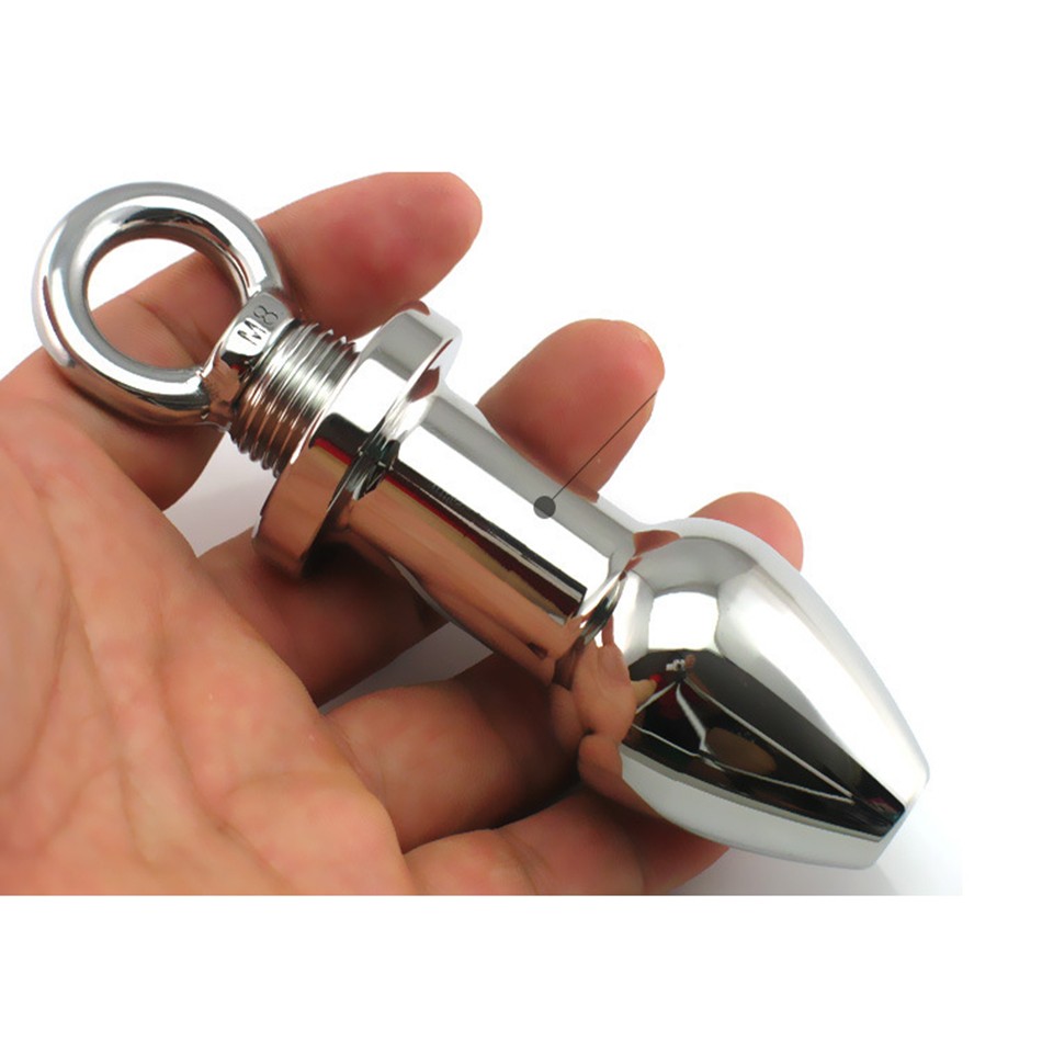 Stainless Steel Enema Shower Nozzle Plug Anal Cleaning Hygiene Device Silver Ring Tail Design Adult Sex Toy - 3