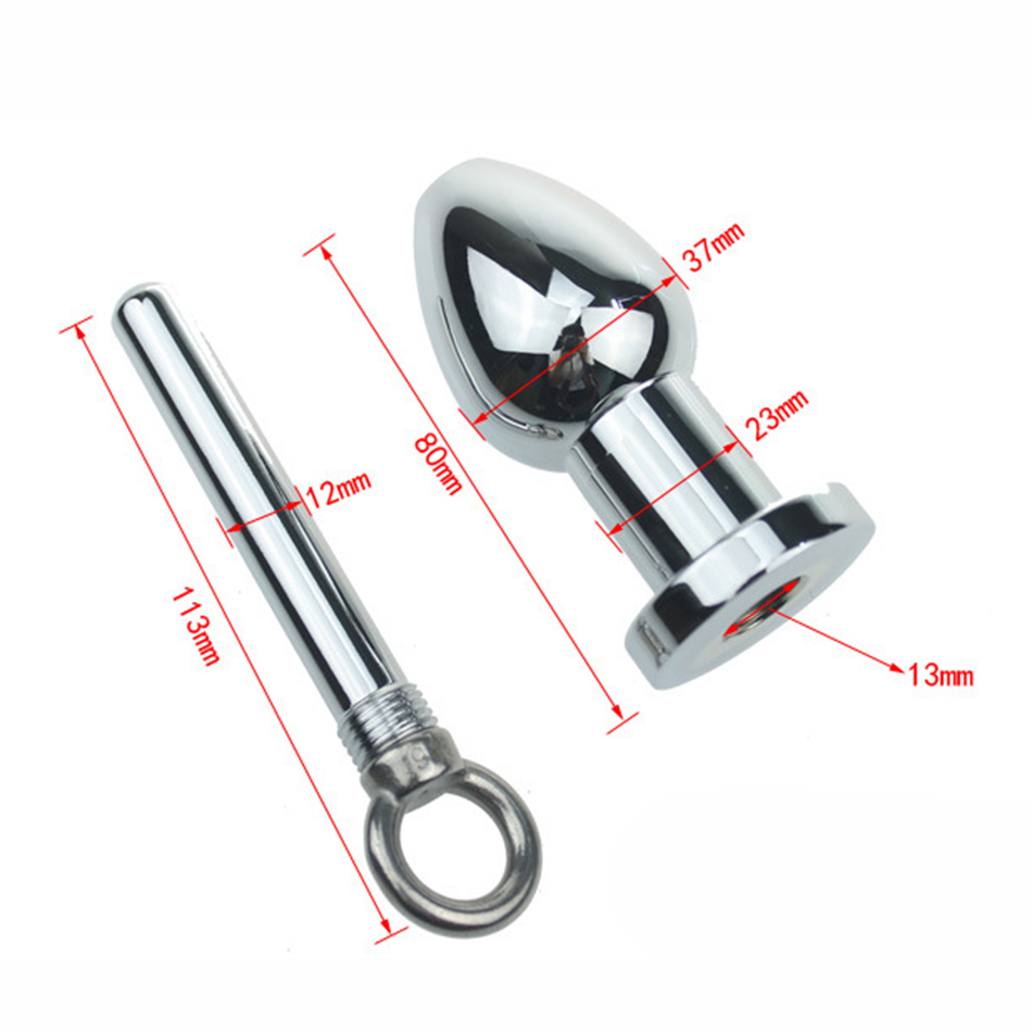 Stainless Steel Enema Shower Nozzle Plug Anal Cleaning Hygiene Device Silver Ring Tail Design Adult Sex Toy - 4
