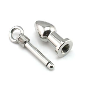 Silver Ring Tail Metal Anal Shower Enema Water Nozzle Plug Head Cleaning Sex Toys Stainless Steel Butt - 2