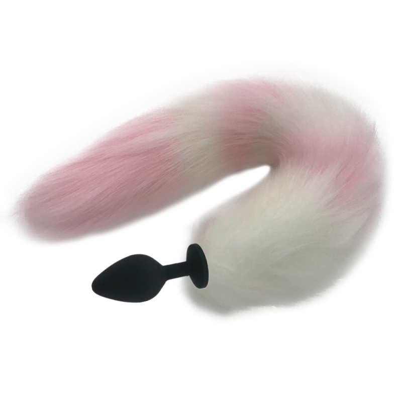 Silicone Fox Tail Anal Plug White And Pink Couples Cosplay Adult Play H8214a - 10