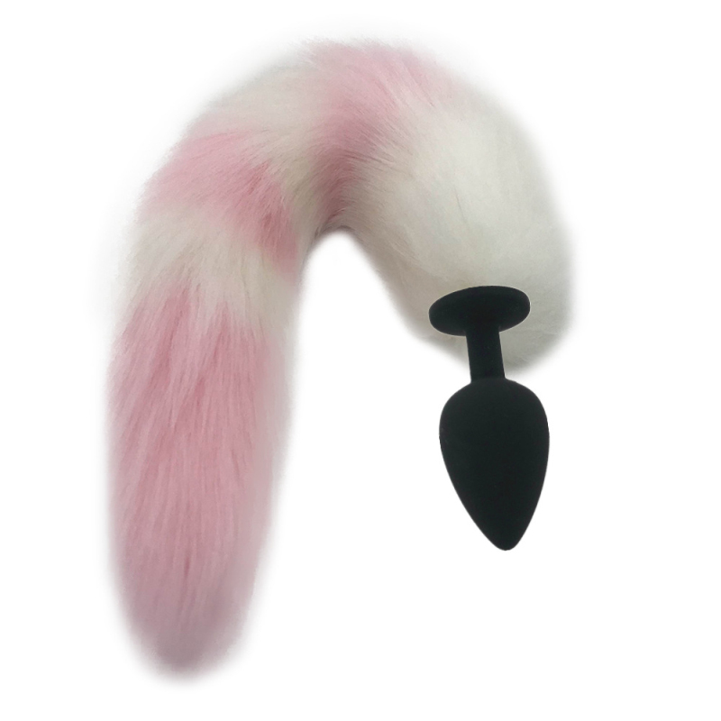 Silicone Fox Tail Anal Plug White And Pink Couples Cosplay Adult Play H8214a - 16