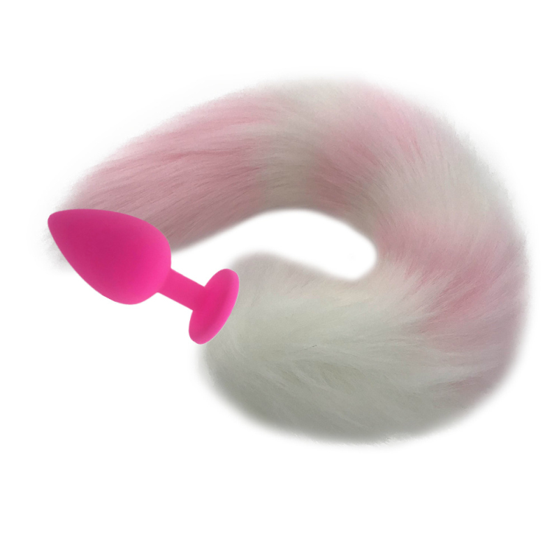 Silicone Fox Tail Anal Plug White And Pink Couples Cosplay Adult Play H8214a - 18