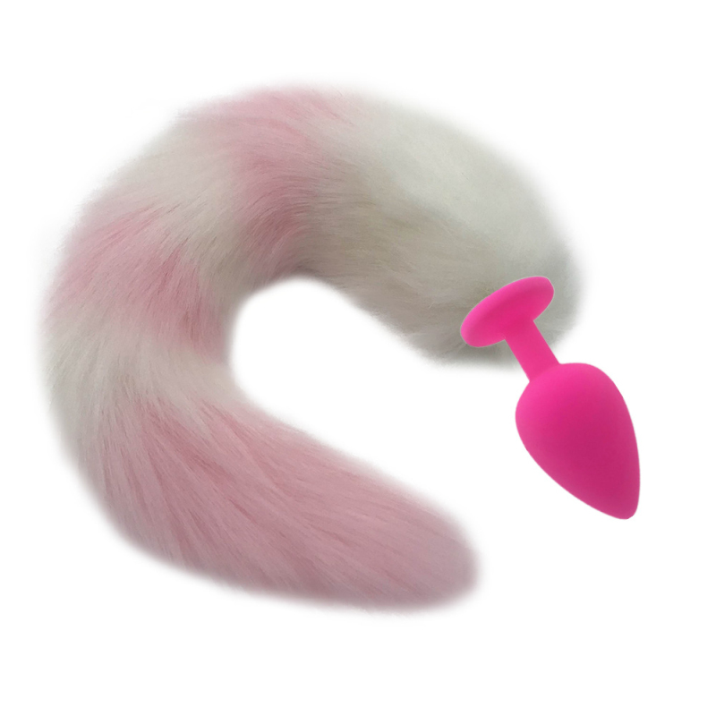 Silicone Fox Tail Anal Plug White And Pink Couples Cosplay Adult Play H8214a - 19