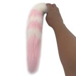 Silicone Anal Plug Butt Tail White With Pink Fox Cosplay Adult Game For Couples H8-214a - 5