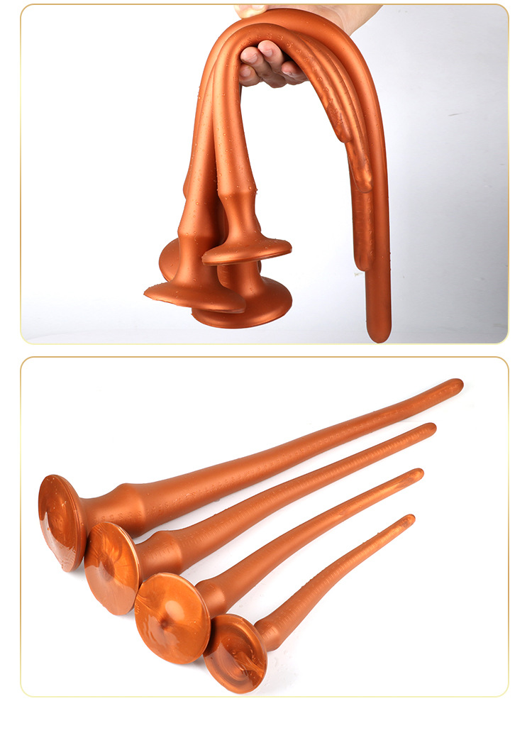 Extra Long Gold Smooth Anal Plug Prostate Massager Bdsm Whip Sex Toy For Men Women Gay - 8