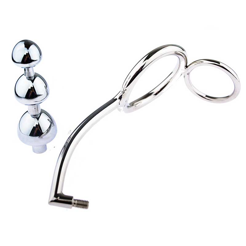 Stainless Steel Prostate Massager Cock Ring Anal Hook Butt Plug Couples Fetish Chastity Gay Metal Sex Tool - 4