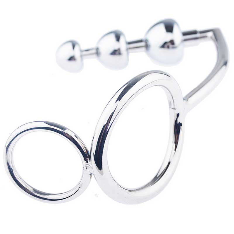 Stainless Steel Prostate Massager Cock Ring Anal Hook Butt Plug Couples Fetish Chastity Gay Metal Sex Tool - 5