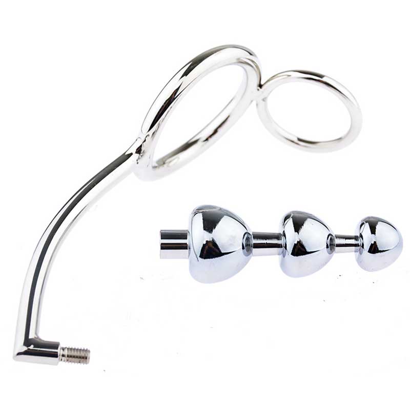 Stainless Steel Prostate Massager Cock Ring Anal Hook Butt Plug Couples Fetish Chastity Gay Metal Sex Tool - 6