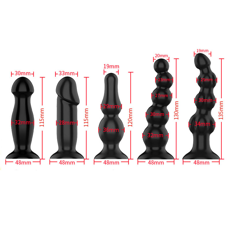 Silicone Prostate Massager Vibrating Gspot Stimulator Anal Dildo With Large Beads Butt Plug Couples Sexual Toy 5 Sizes - 1