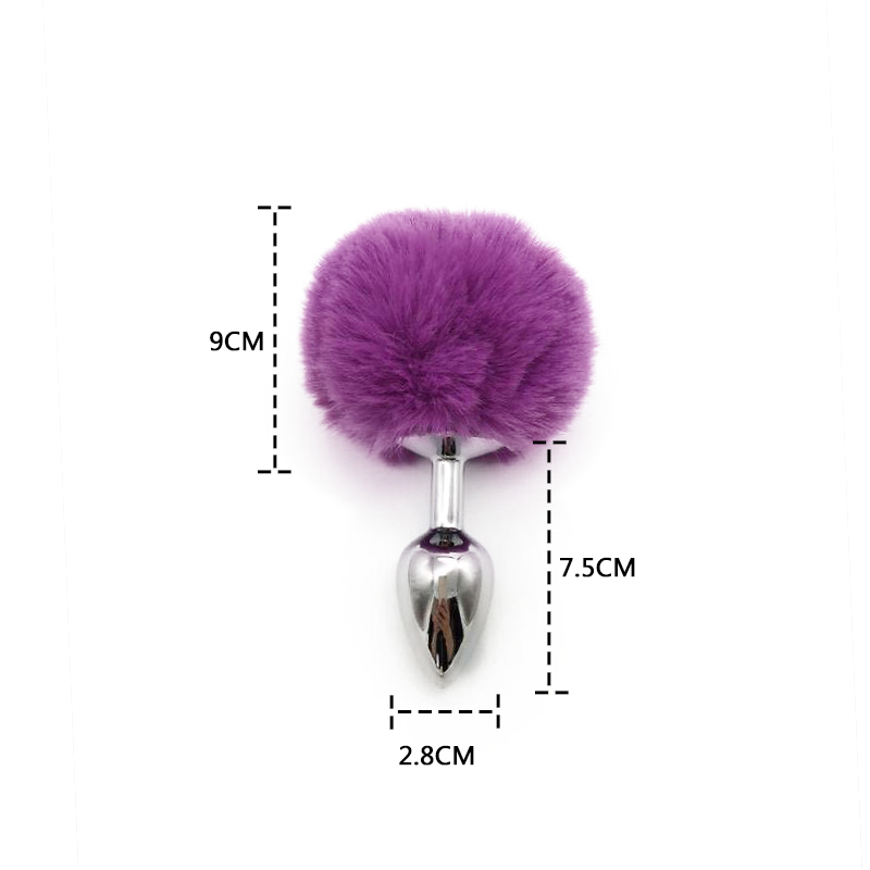 Small Size Metal Rabbit Tail Anal Masturbator Plug Unisex Adult Sex Toy Alloy Bunny Butt Plug - 3