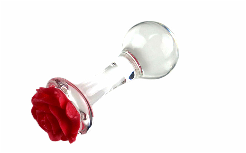 Rose Glass Anal Dildo Set 3 Pcs Gspot Stimulator Womens Erotic Massager Butt Plug Sex Toys - 3