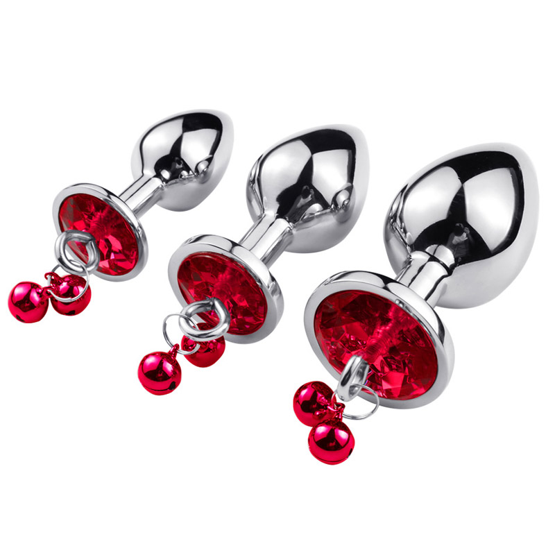 Stainless Steel Adult Anal Plug With Bell Leather Traction Chain Sml Sizes Erotic Stimulation Toy - 15