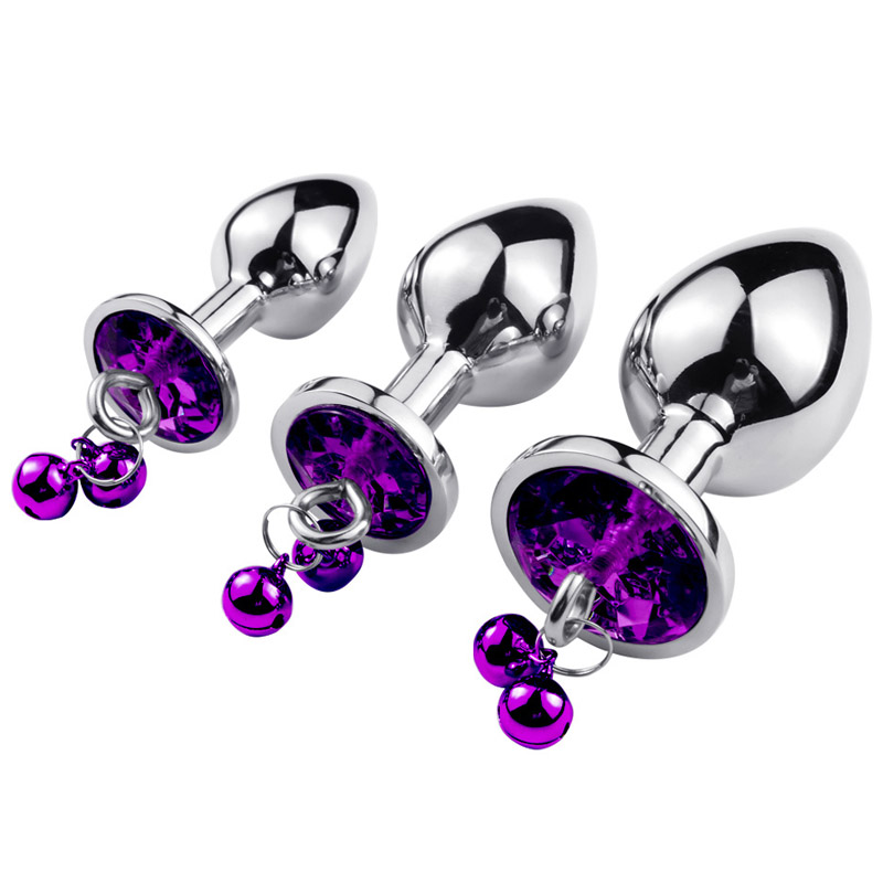 Stainless Steel Adult Anal Plug With Bell Leather Traction Chain Sml Sizes Erotic Stimulation Toy - 21