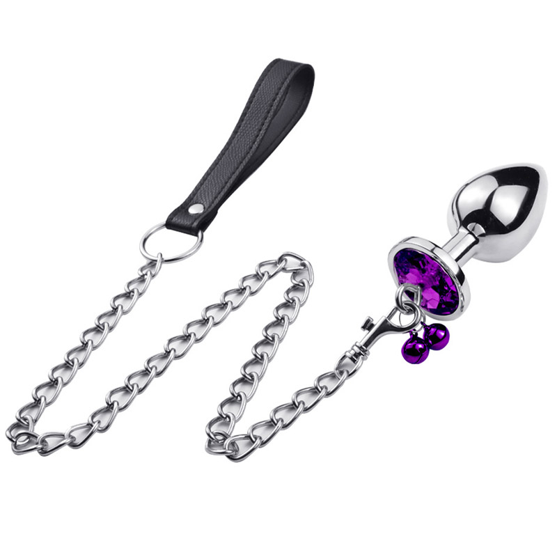 Stainless Steel Adult Anal Plug With Bell Leather Traction Chain Sml Sizes Erotic Stimulation Toy - 22