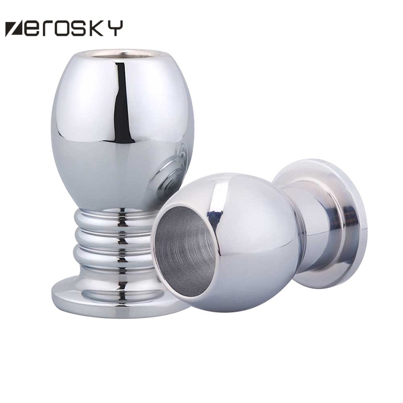 Zerosky Stainless Steel Anal Beads Hollow Butt Plug Bdsm Dildo Enema Tool Vaginal And Anal Peep Toy For Men And Women - 2